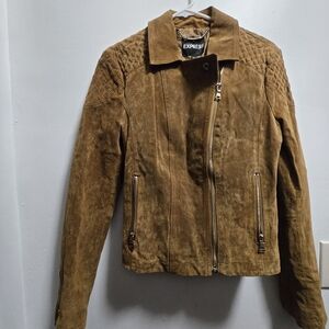 Express Women's Tan Suede Moto Jacket